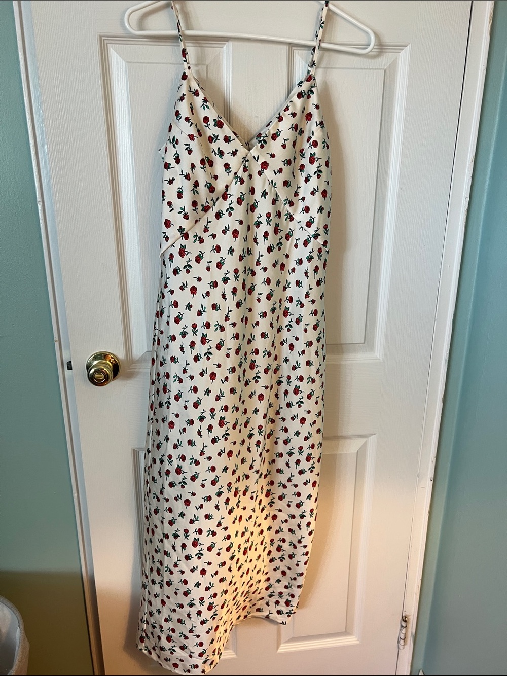 a new day Cream Maxi Dress with Red Floral Print